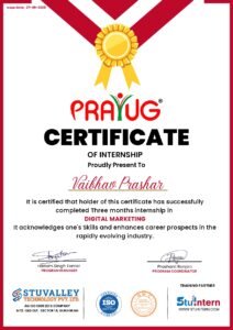 StuValley PRAYUG Internship Certificate