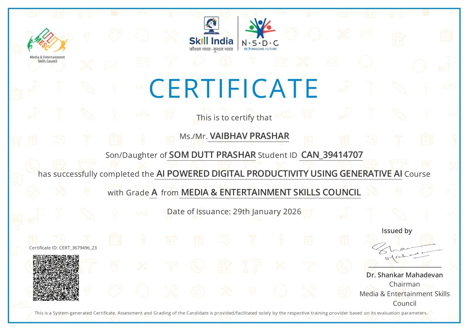 AI-Powered Digital Productivity Using Generative AI Certificate